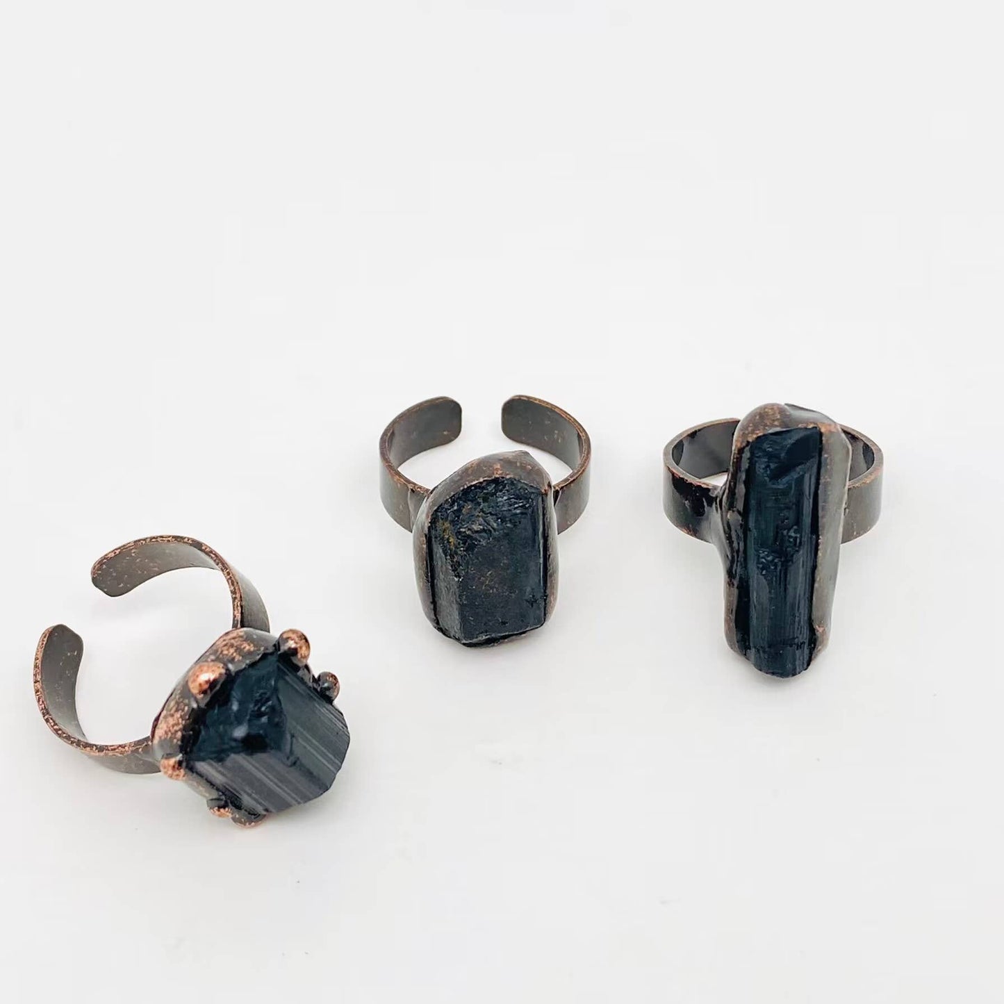 1pcs Amorphous Black Tourmaline Adjustable Stone Ring - CS