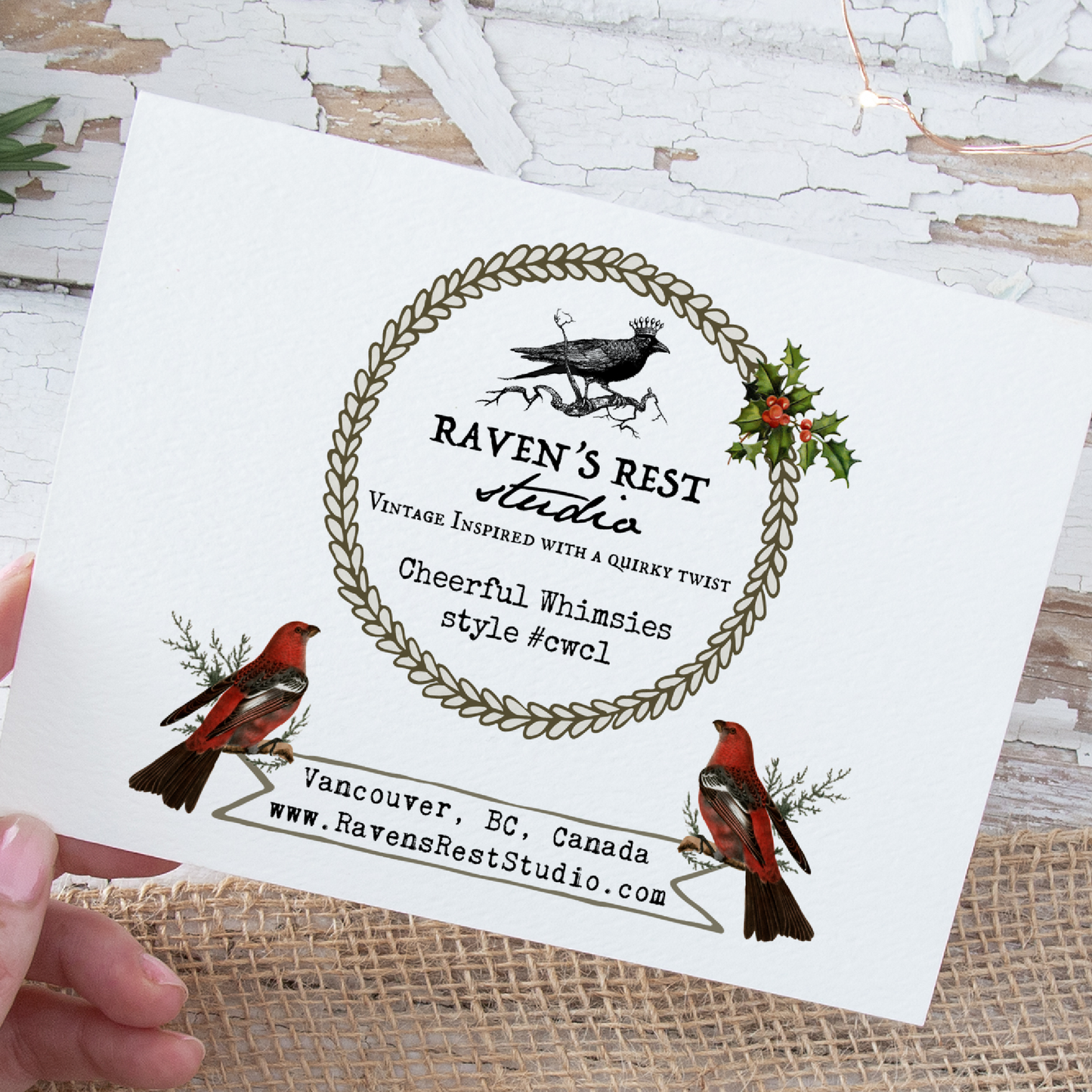 Christmas Card. Vintage Cat With Banner.