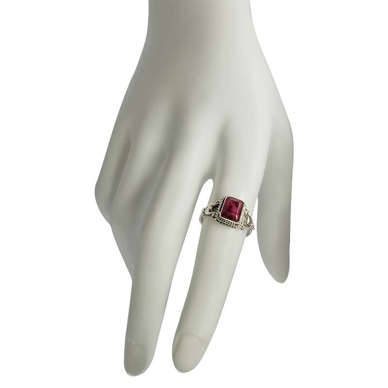 Composed Ruby Stone Sterling Silver Ring
