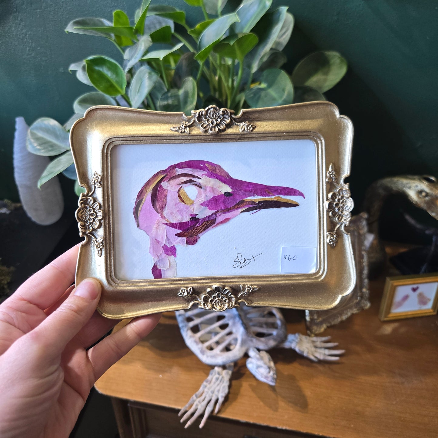Floral Garden Art Bird Skull