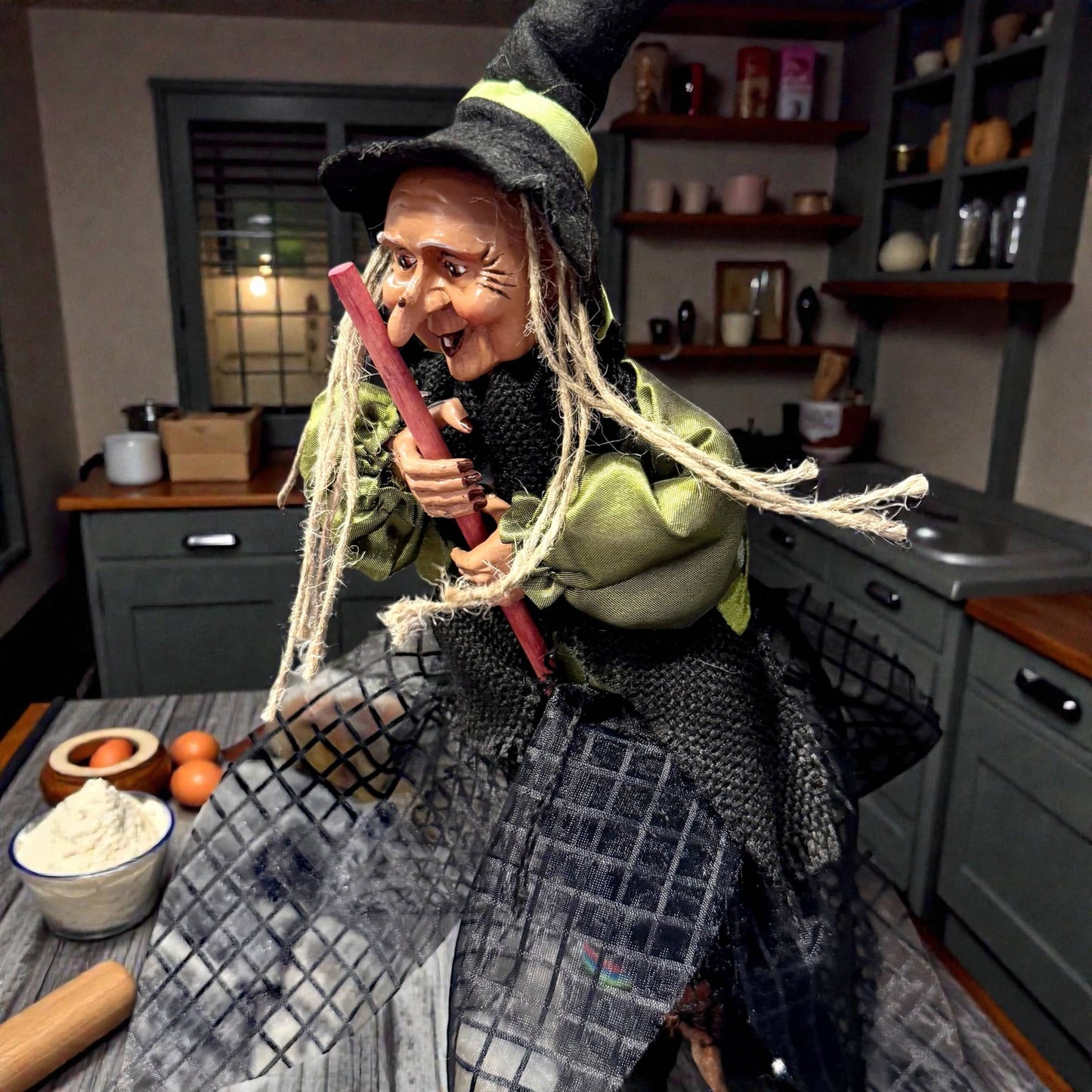 Decorative Kitchen Witch Trudy green
