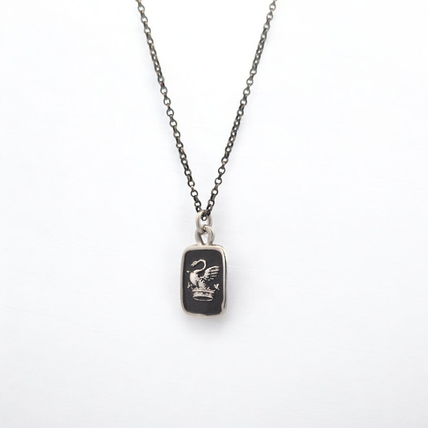 Grace and Crown - Silver Swan Wax Seal Pendant