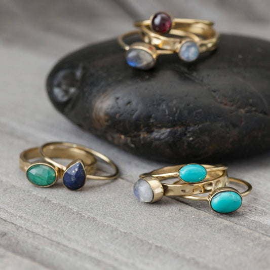 Brass Stone Stack Ring Pack - Nickel-Free