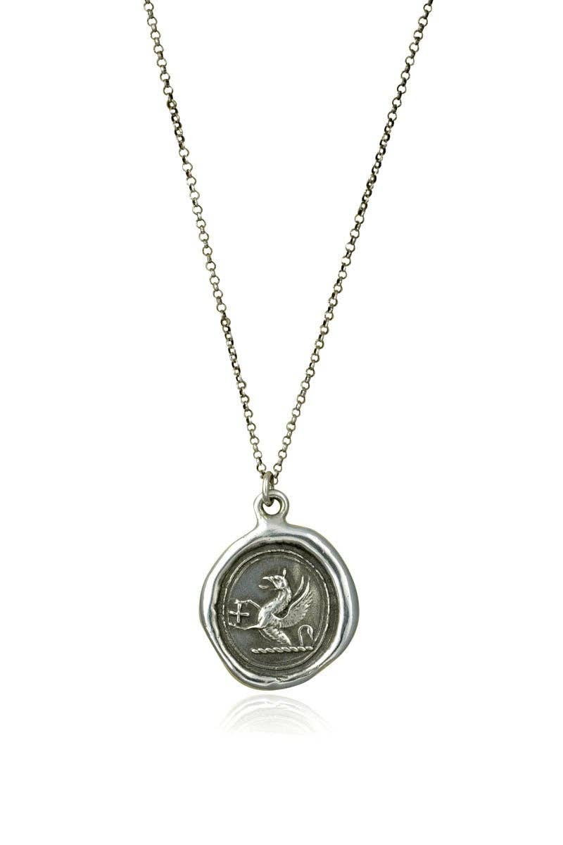 Griffin and Cross Wax Seal Necklace - Guardianship and Faith