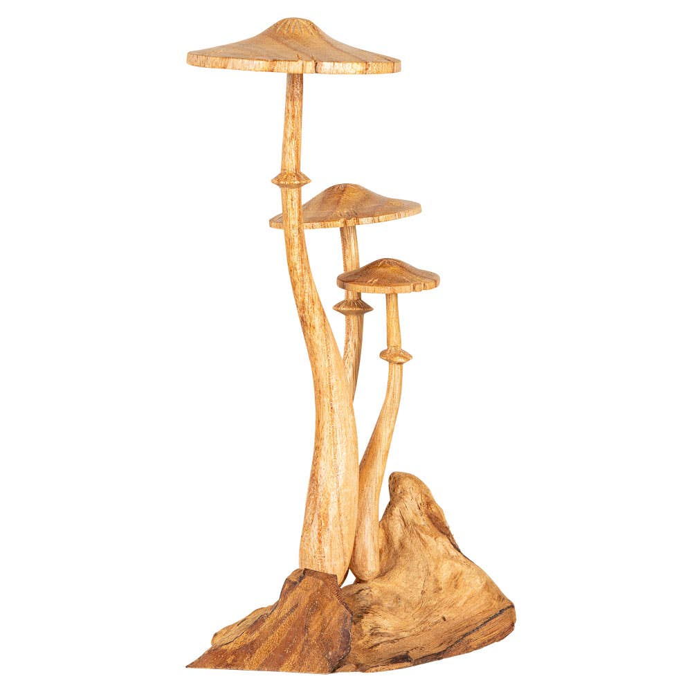 TRIPLE WOODEN MUSHROOMS $54.99