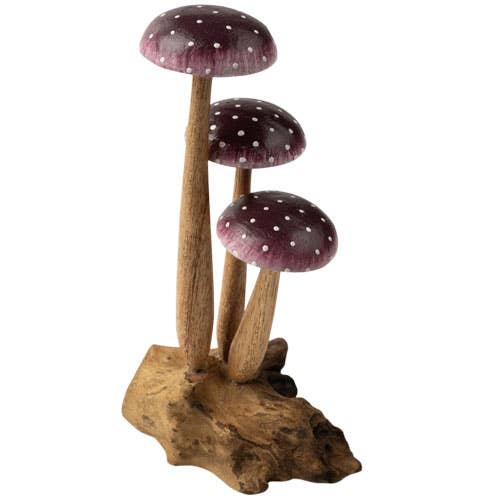PURPLE 3 MUSHROOMS WOOD BASE $49.99
