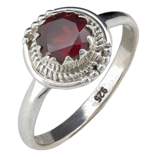 Faceted Garnet Sterling Silver Ring