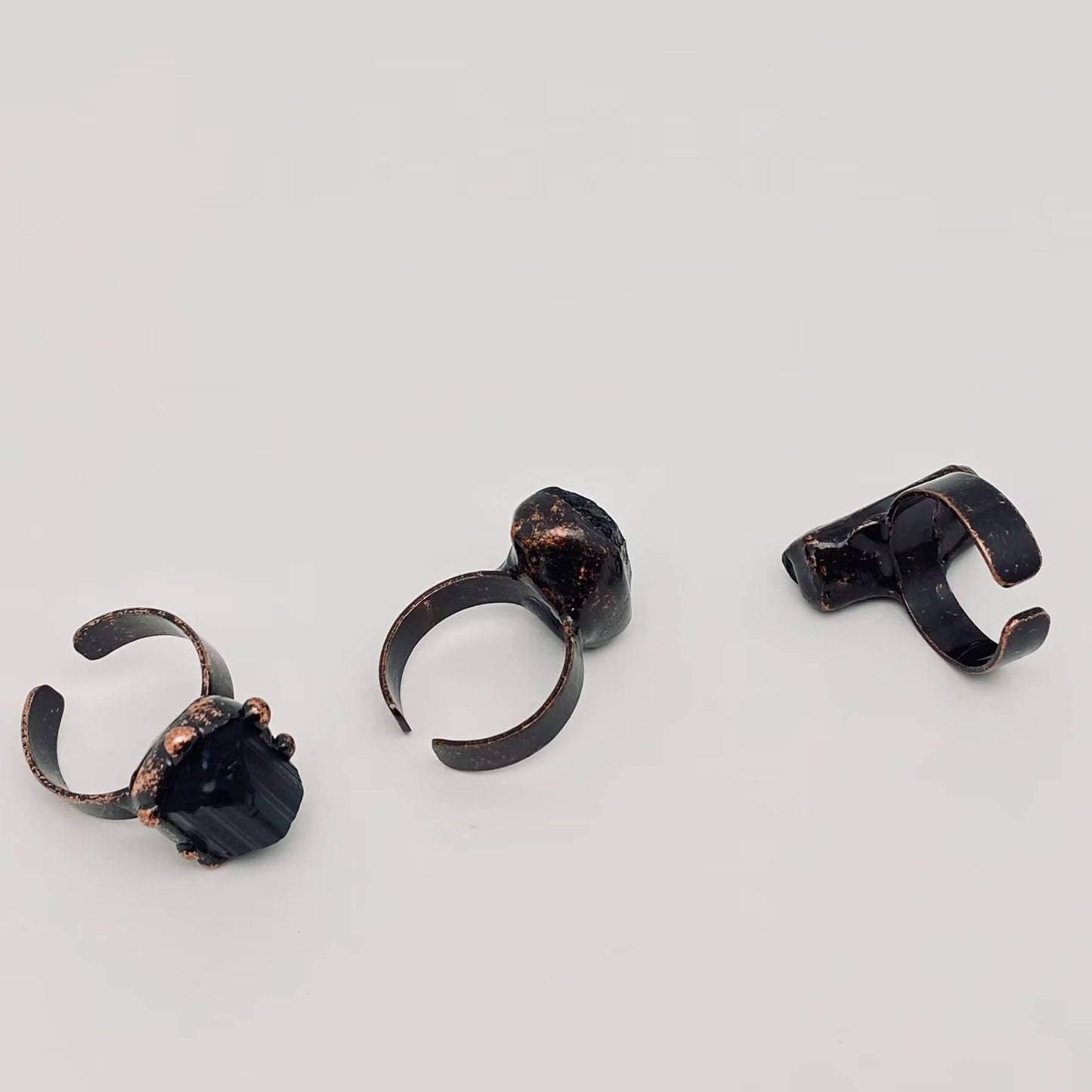 1pcs Amorphous Black Tourmaline Adjustable Stone Ring - CS
