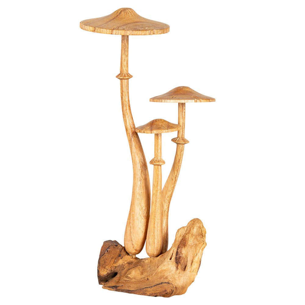 TRIPLE WOODEN MUSHROOMS $54.99