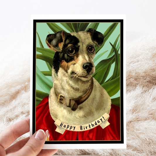 Greeting Card. Happy Birthday! Vintage Dog.
