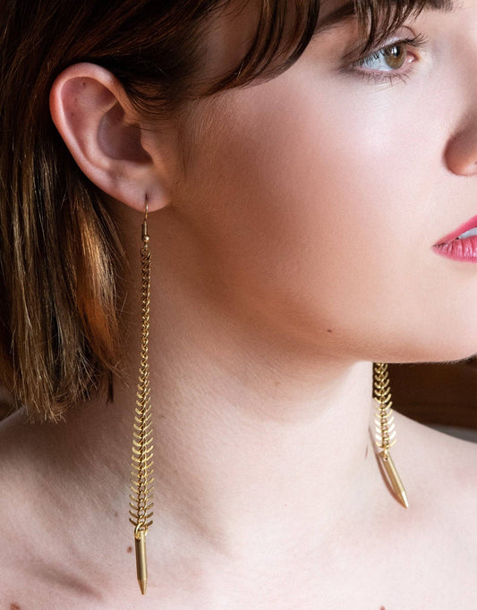 LUST Gold Fishbone Earrings