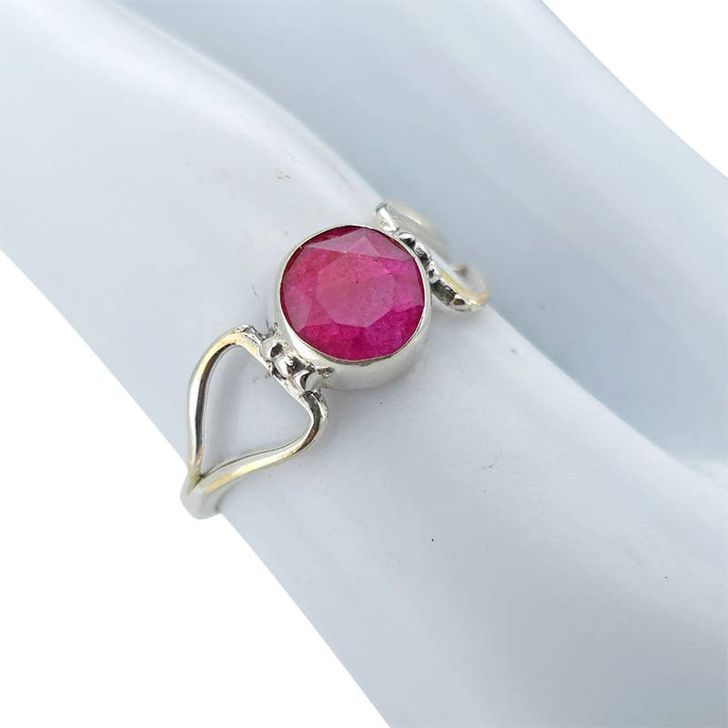 Faceted Composite Ruby Sterling Silver Ring