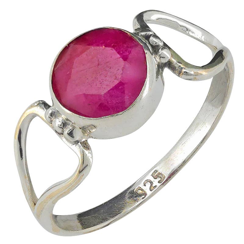 Faceted Composite Ruby Sterling Silver Ring