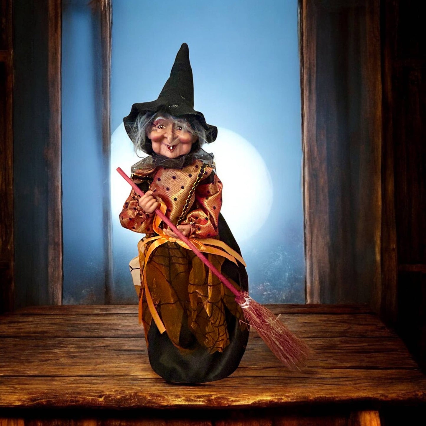 Decorative Kitchen Witch Vexie orange