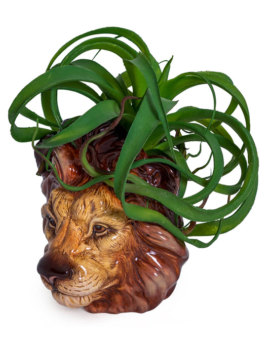 Hand Painted Ceramic Lion Head Storage Jar/Vase