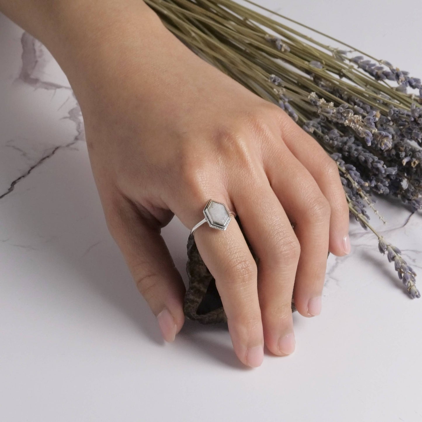 Sterling Silver Moonstone Solitaire Ring - SR122