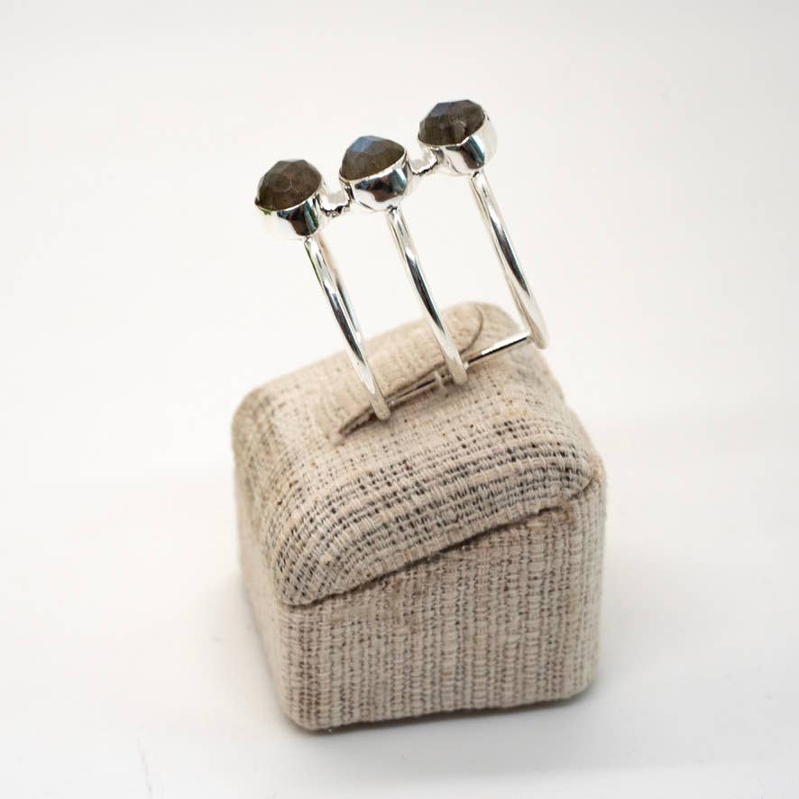 Sterling Silver Labradorite Bar Ring
