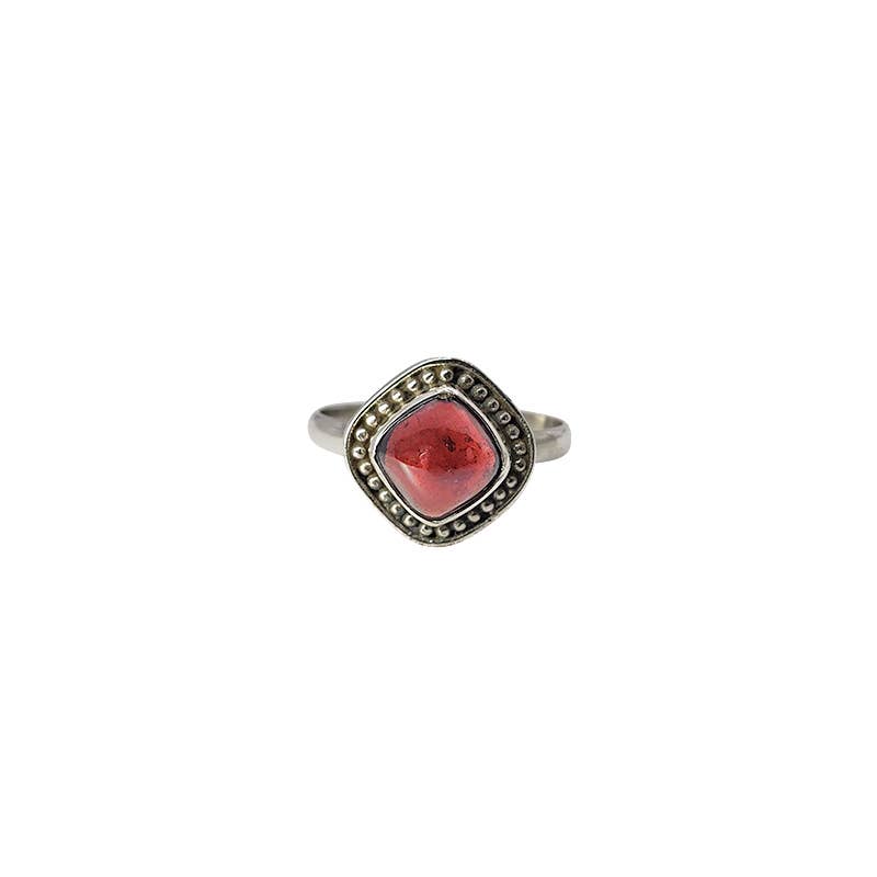 Garnet Sterling Silver Ring