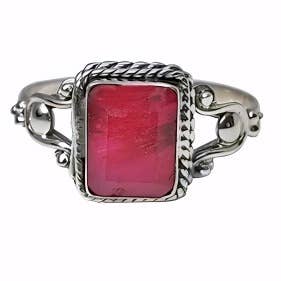 Composed Ruby Stone Sterling Silver Ring