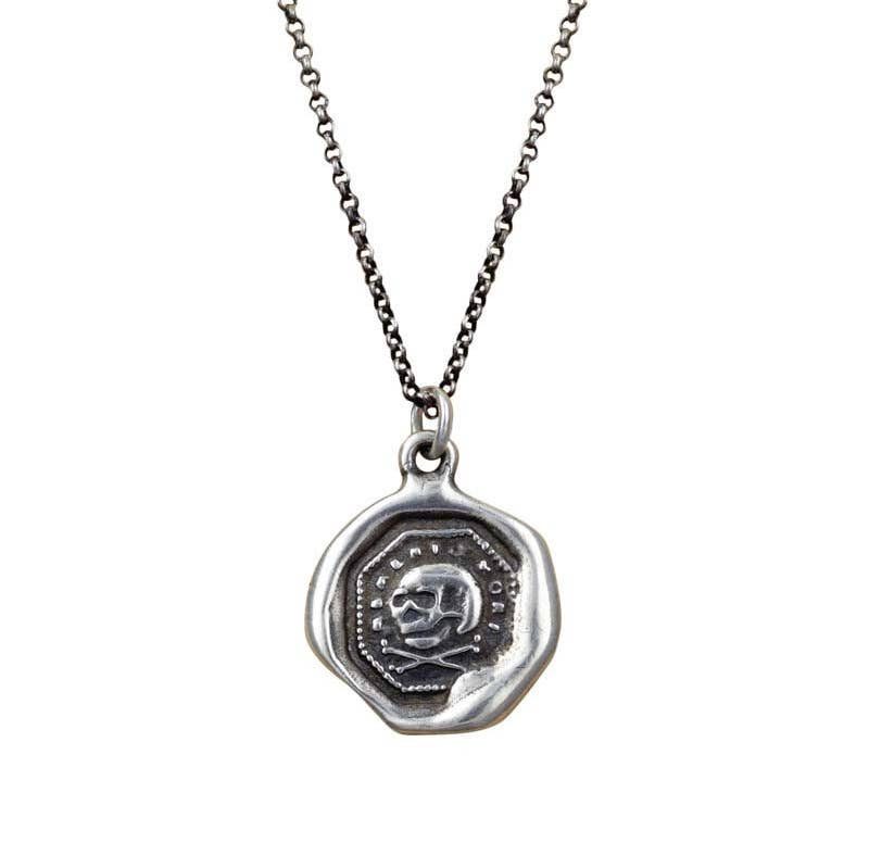 Skull and Crossbone Necklace -  Memento Mori Wax Seal Skull