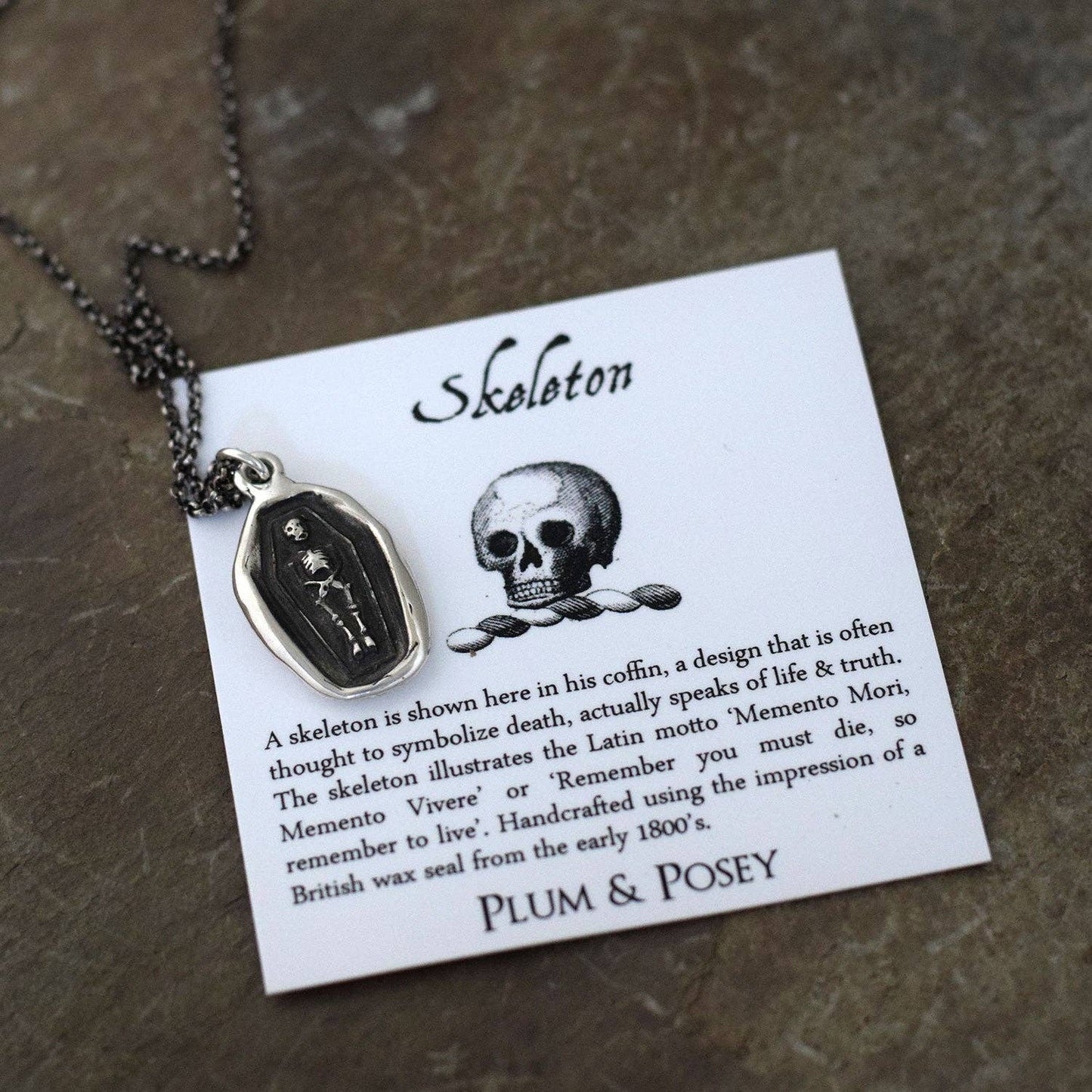 Skeleton Wax Seal Pendant - Memento Mori Memento Vivere