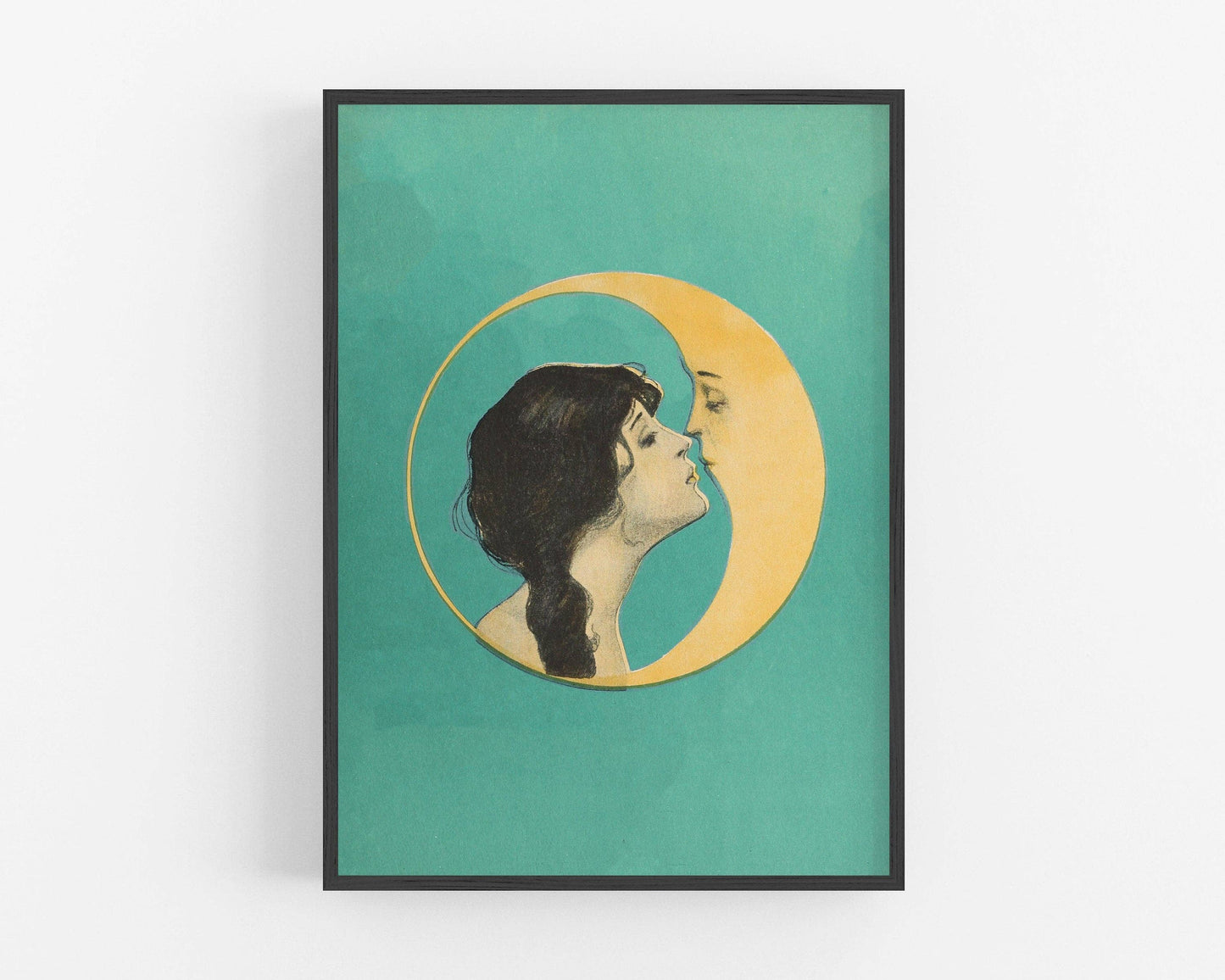 Woman kissing the moon | Vintage love and Valentine | Antiqu