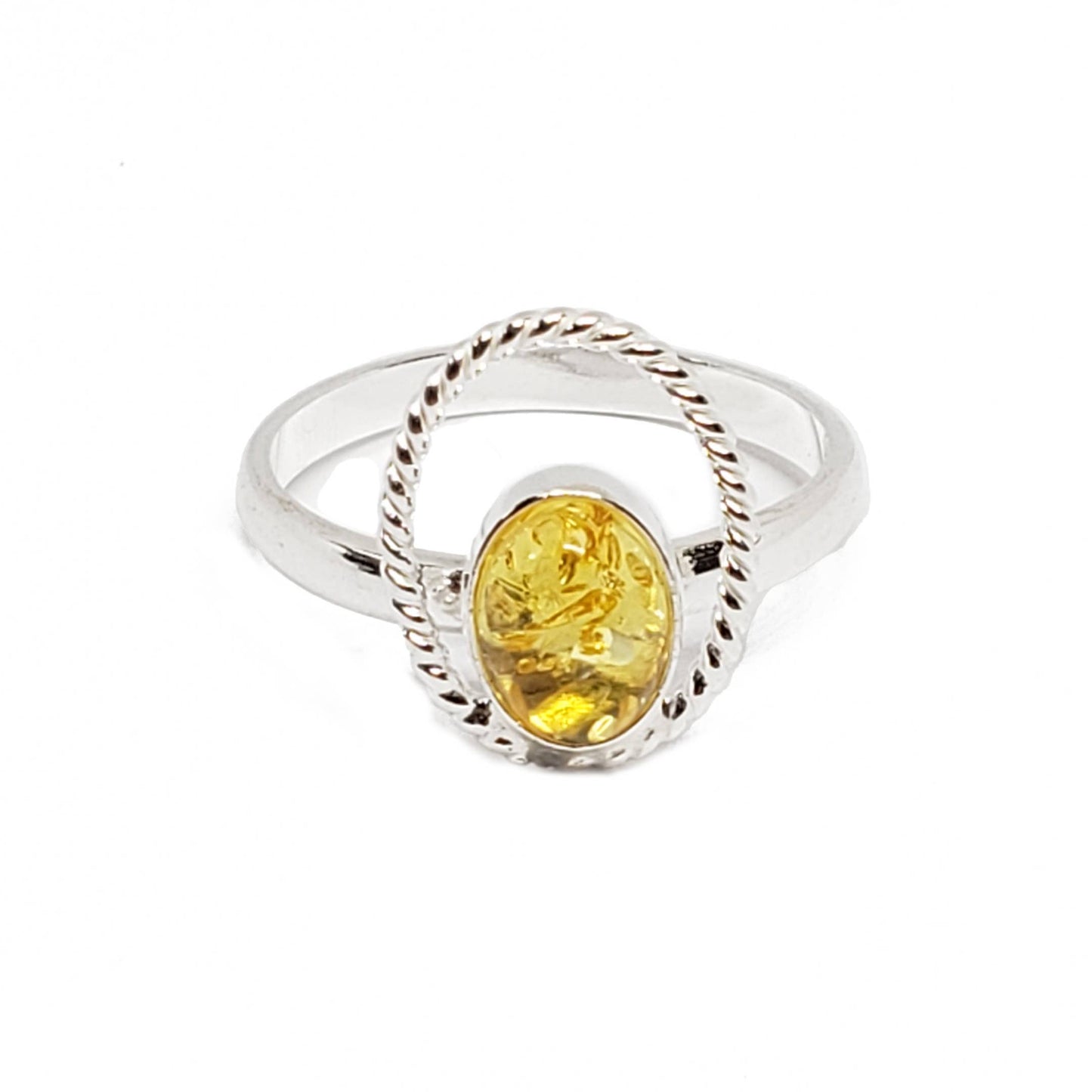 Citrine Amber Sterling Silver Ring