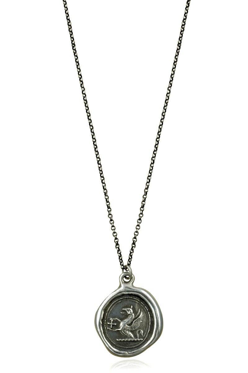 Griffin and Cross Wax Seal Necklace - Guardianship and Faith