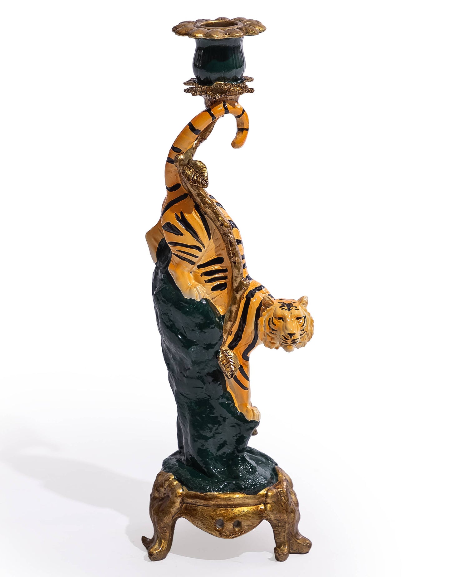 Antiqued Ornate Tiger Candle Holder