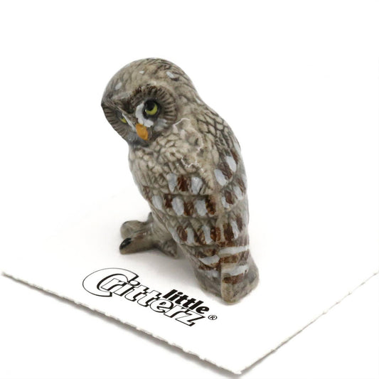 Phantom Great Gray Owl Porcelain Miniature