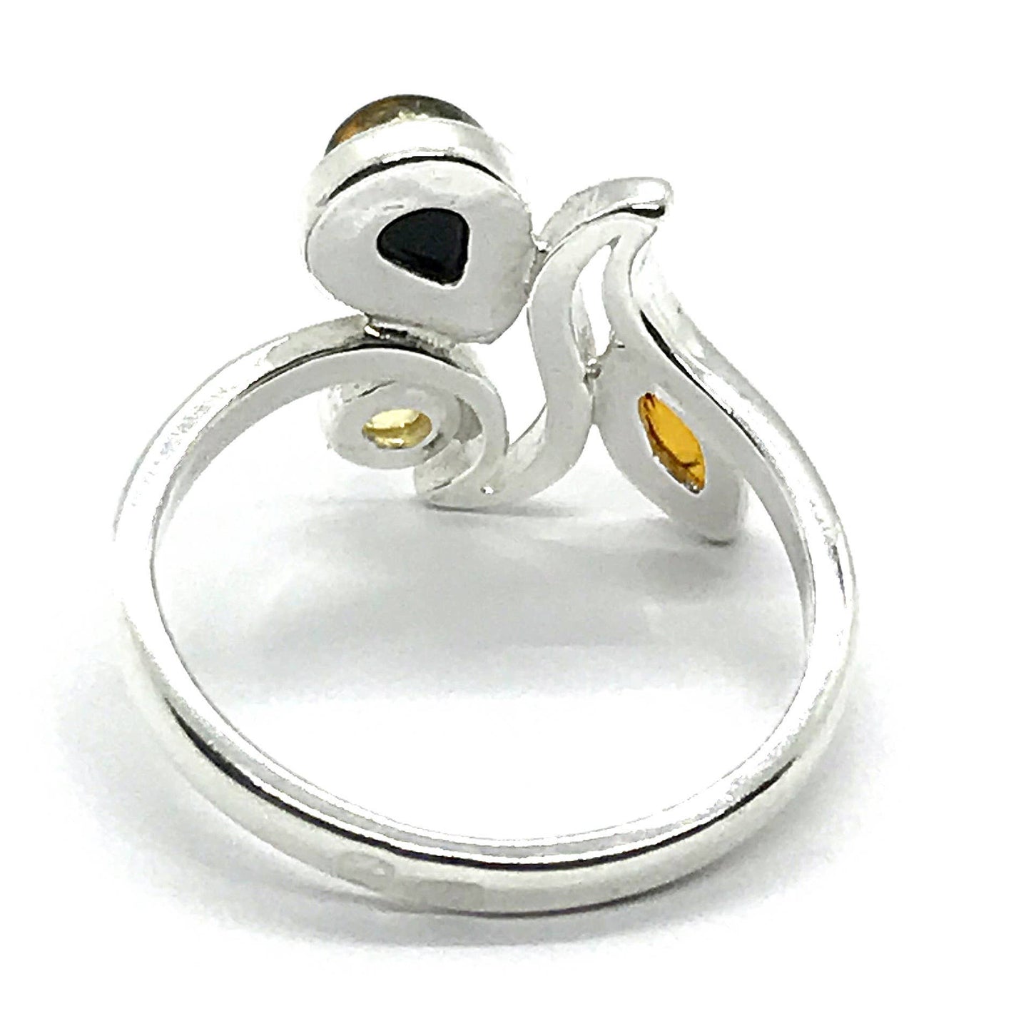 Multi-Color Amber Sterling Silver Ring