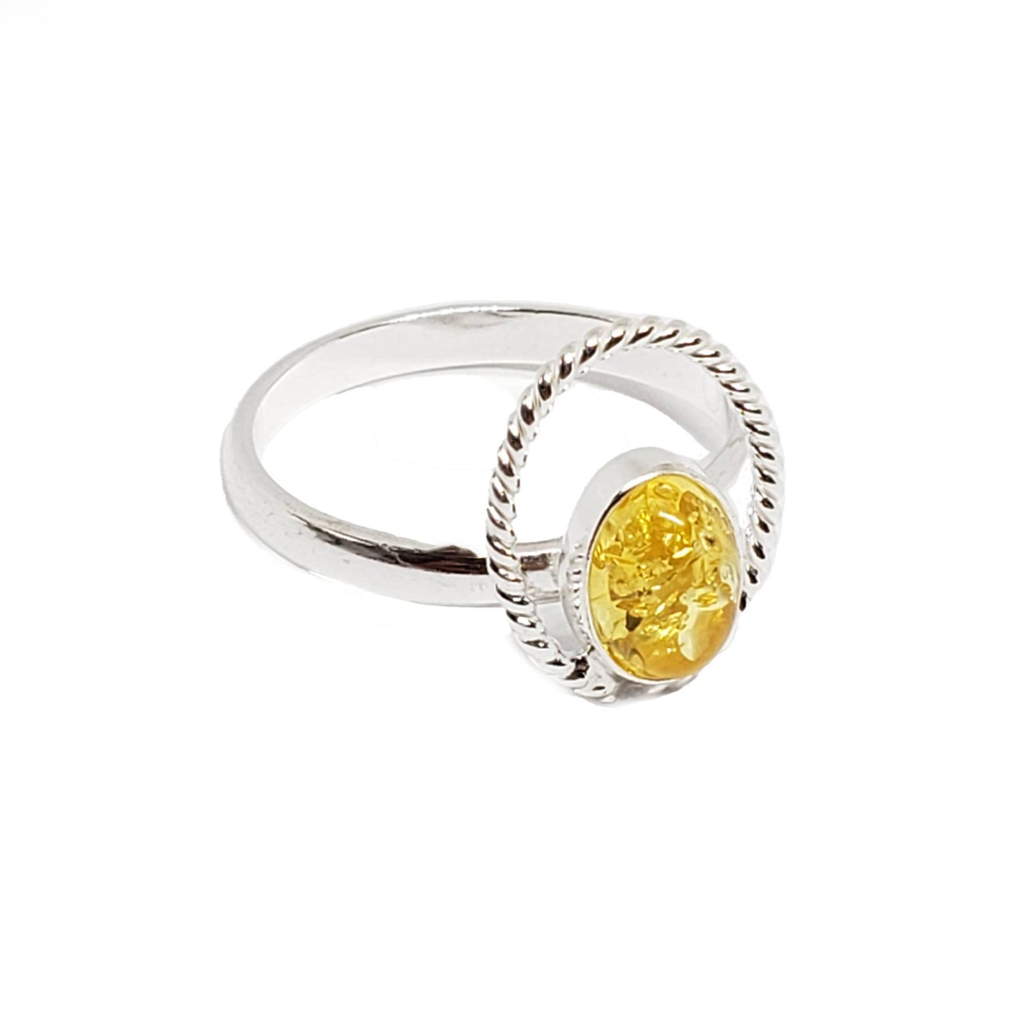 Citrine Amber Sterling Silver Ring