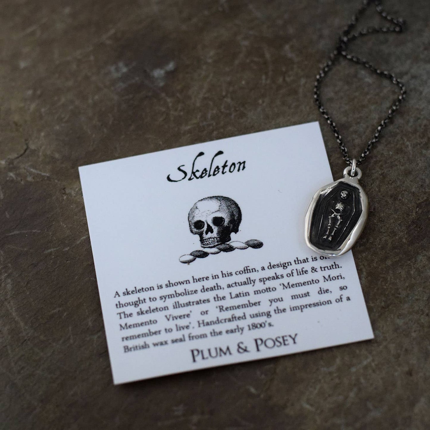 Skeleton Wax Seal Pendant - Memento Mori Memento Vivere