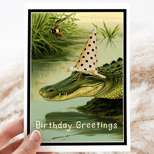 Greeting Card. Crocodile Birthday Greetings.
