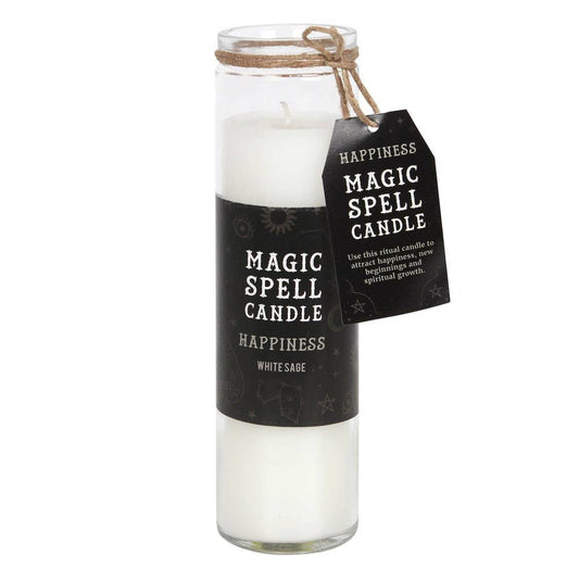 Happiness Magic Spell Candle White Sage Scent