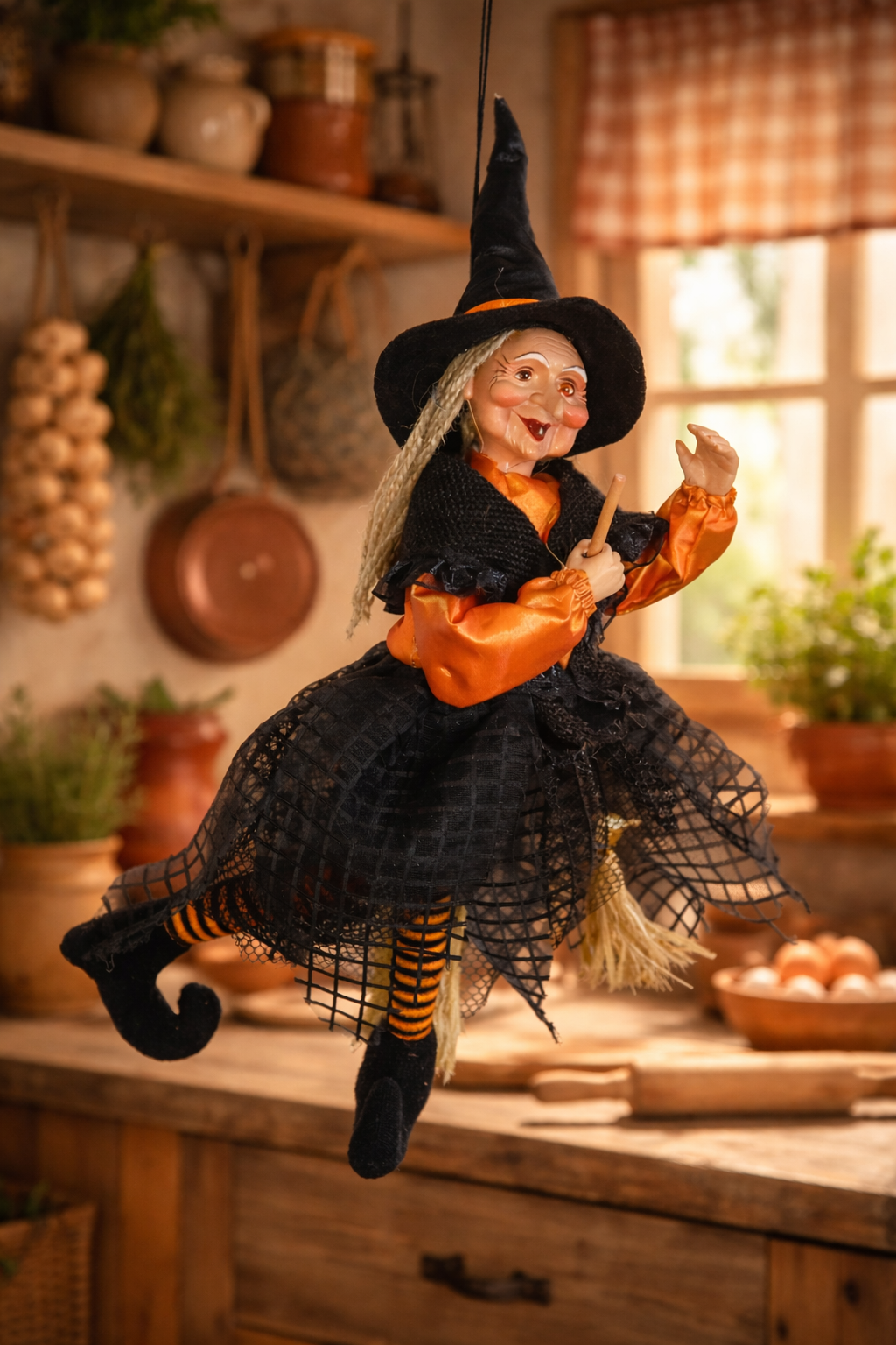 Decorative Kitchen Witch Trudy orange