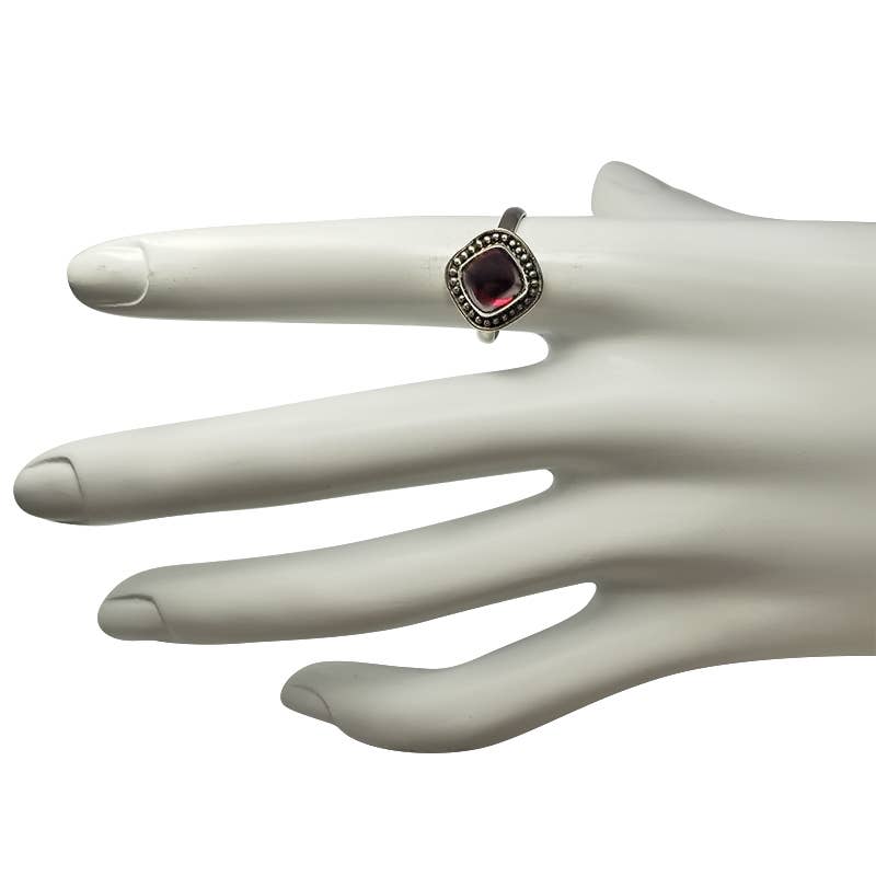 Garnet Sterling Silver Ring