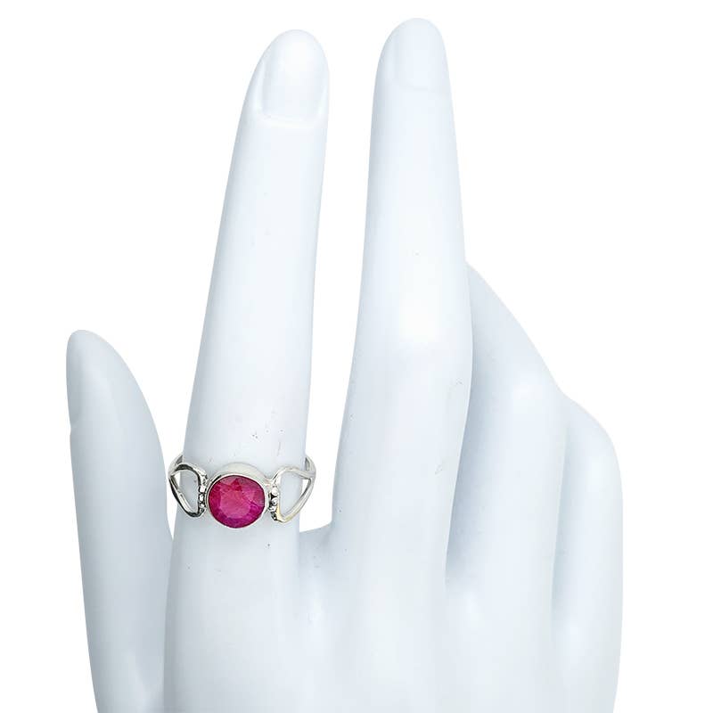 Faceted Composite Ruby Sterling Silver Ring
