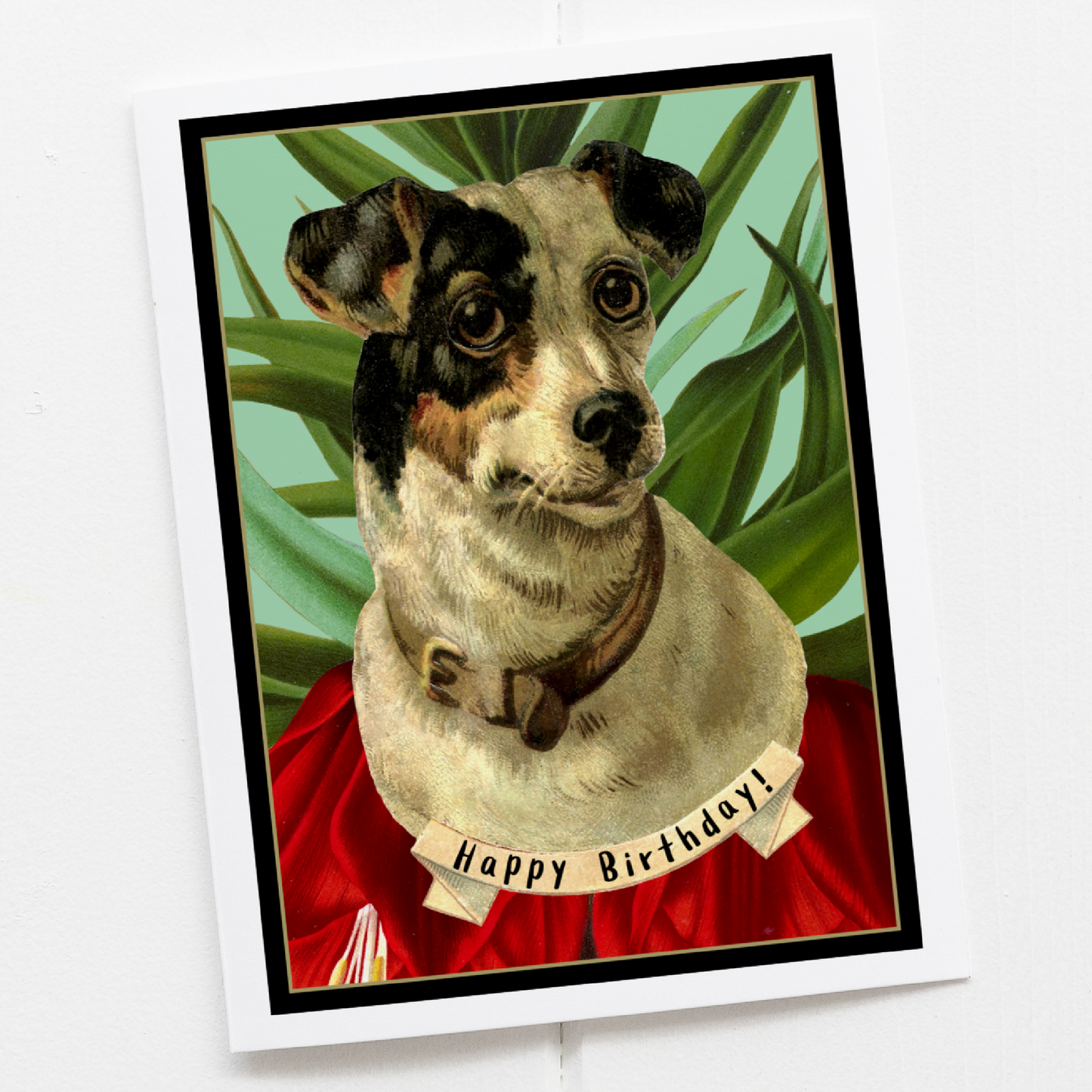 Greeting Card. Happy Birthday! Vintage Dog.
