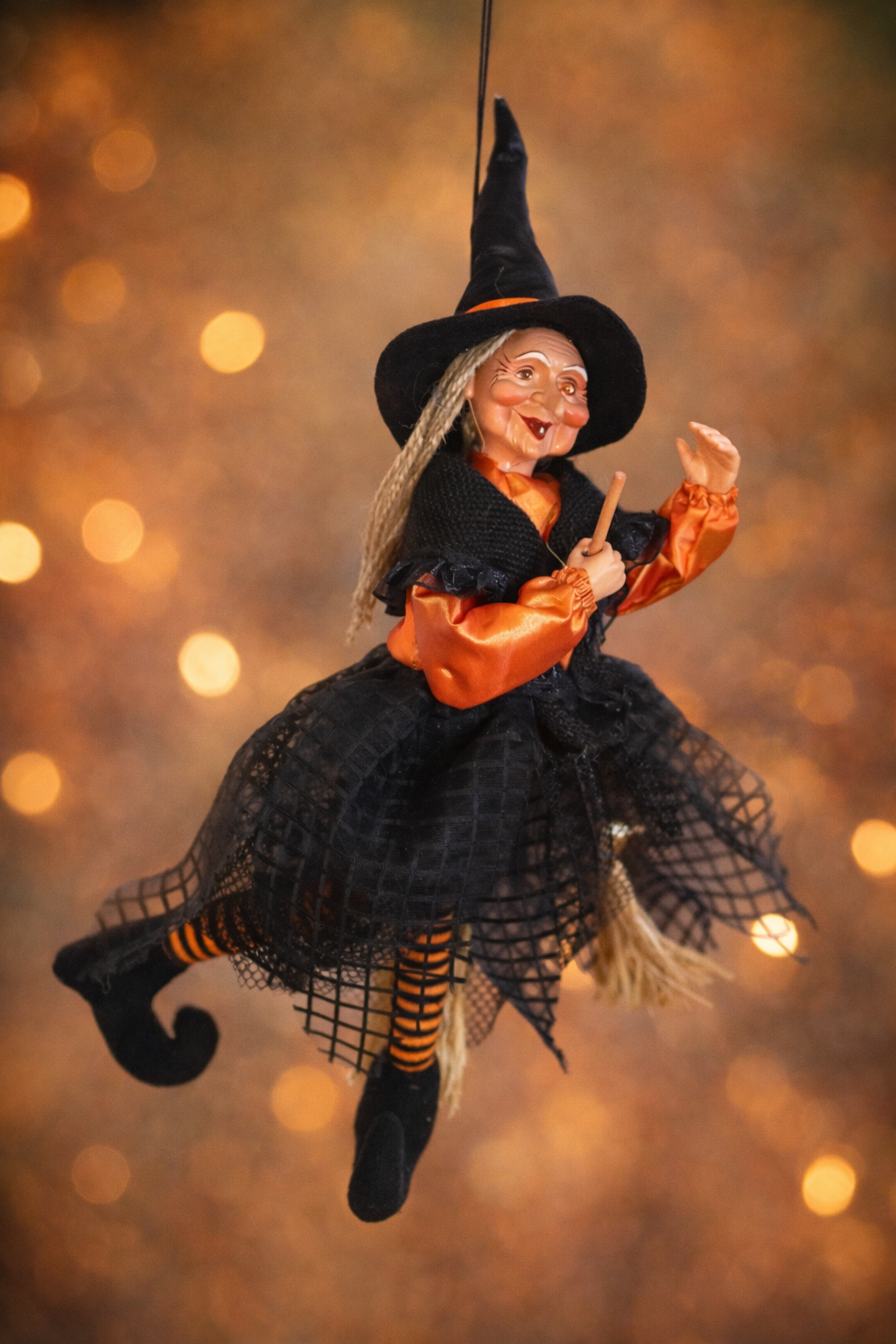 Decorative Kitchen Witch Trudy orange