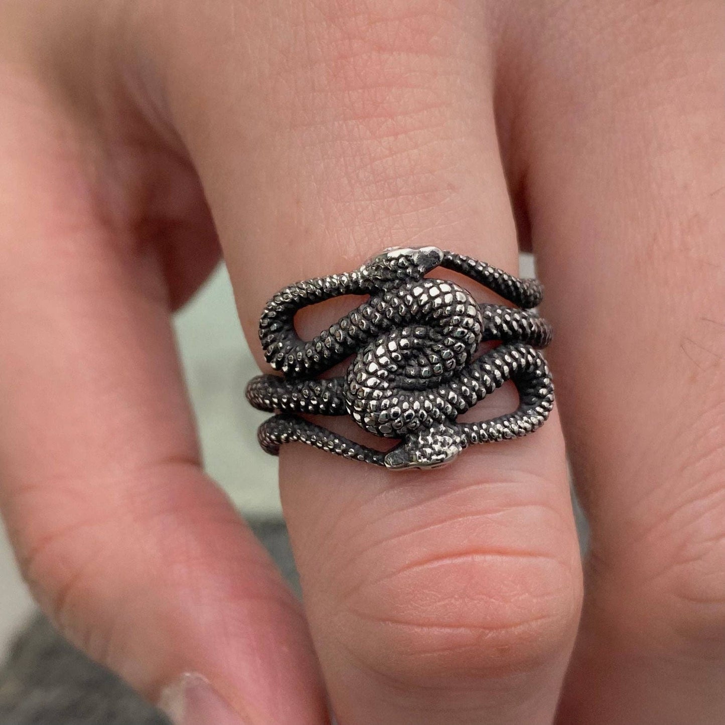 Stainless Steel Double Snake Winding Ring - MR