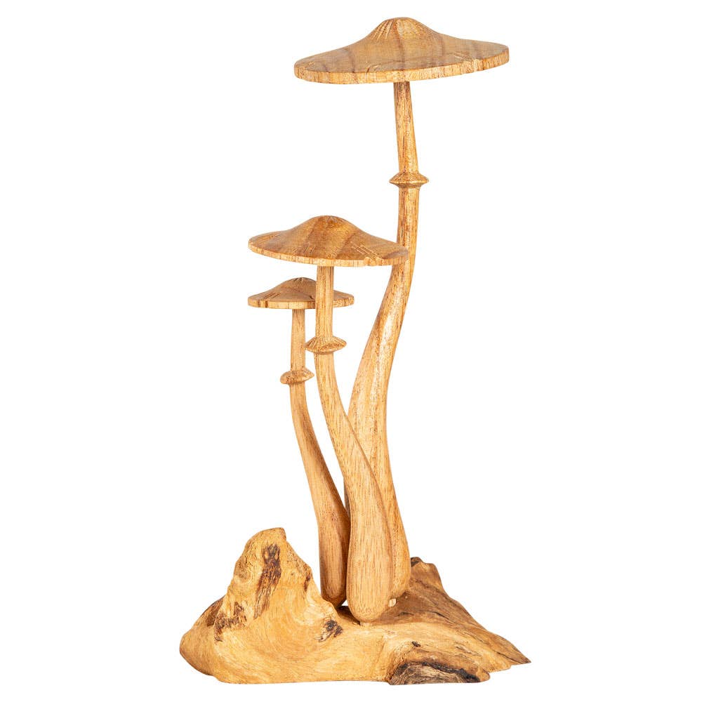 TRIPLE WOODEN MUSHROOMS $54.99