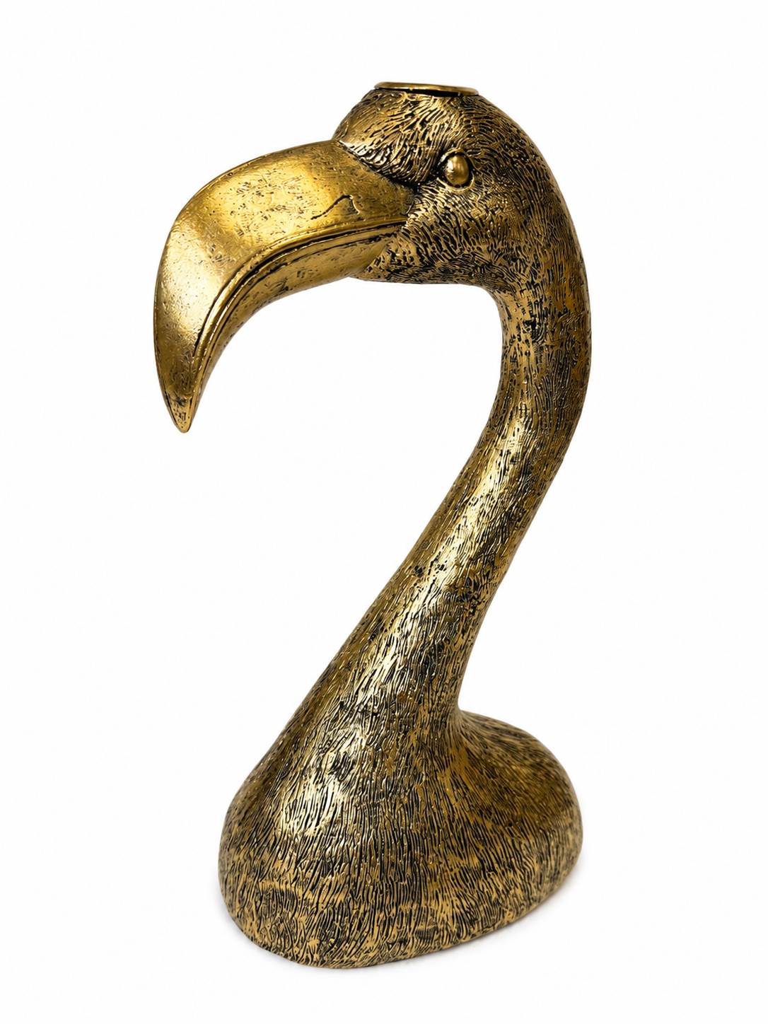 Antique Gold Flamingo Head Candle Holder