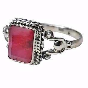 Composed Ruby Stone Sterling Silver Ring