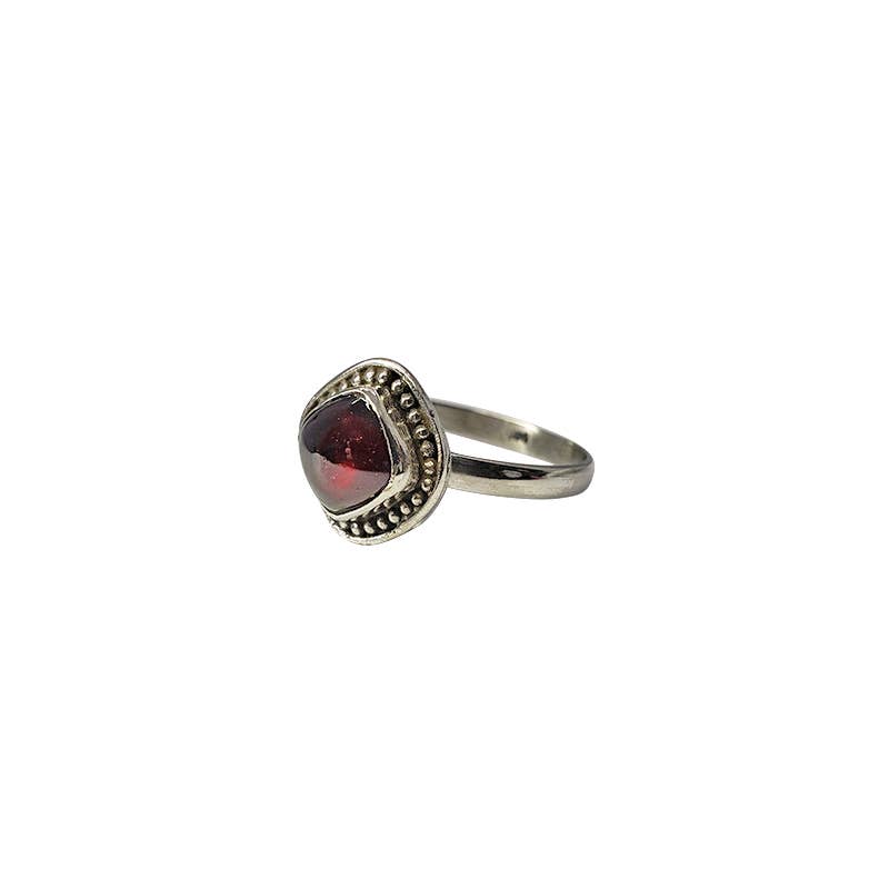 Garnet Sterling Silver Ring