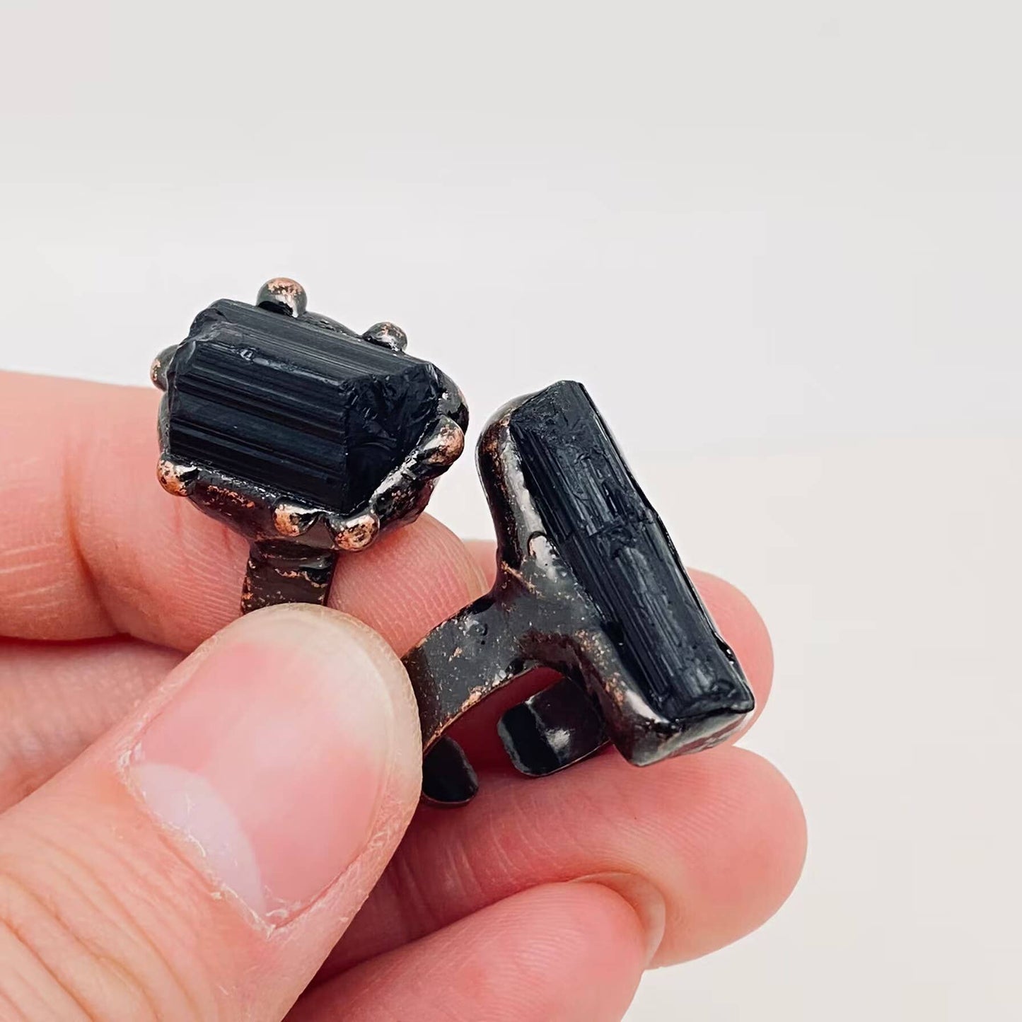 1pcs Amorphous Black Tourmaline Adjustable Stone Ring - CS