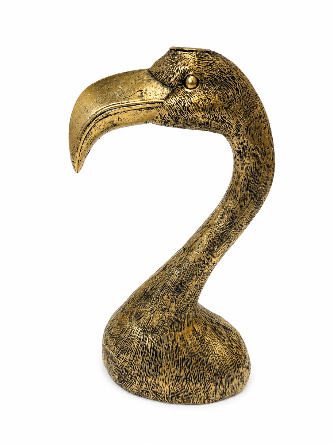 Antique Gold Flamingo Head Candle Holder