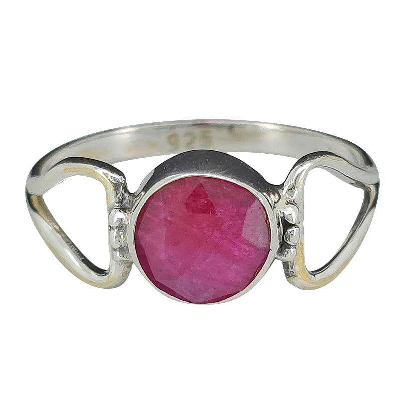 Faceted Composite Ruby Sterling Silver Ring