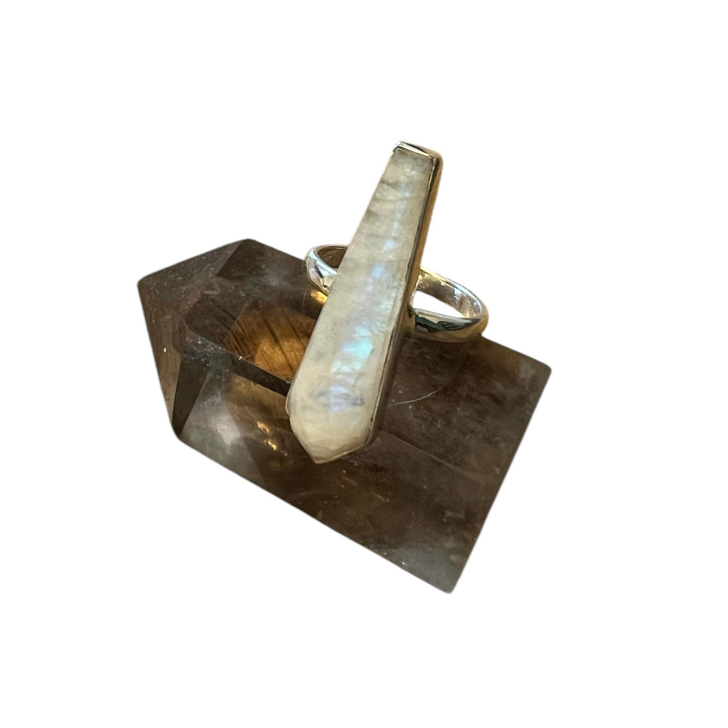 Sterling Silver Faceted Moonstone Point Ring