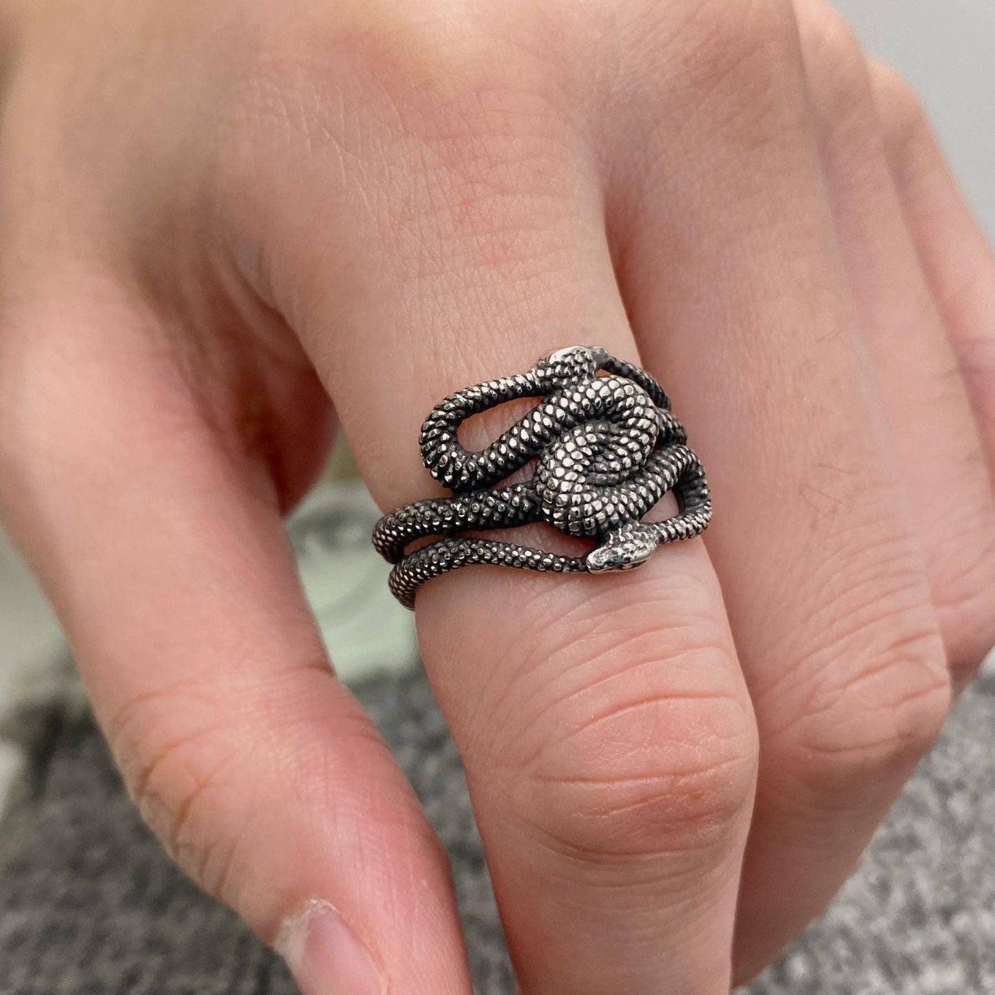Stainless Steel Double Snake Winding Ring - MR